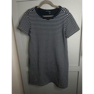 Rag & Bone Striped‎ Women's T Shirt Dress Navy + White Casual with Pockets Sz S